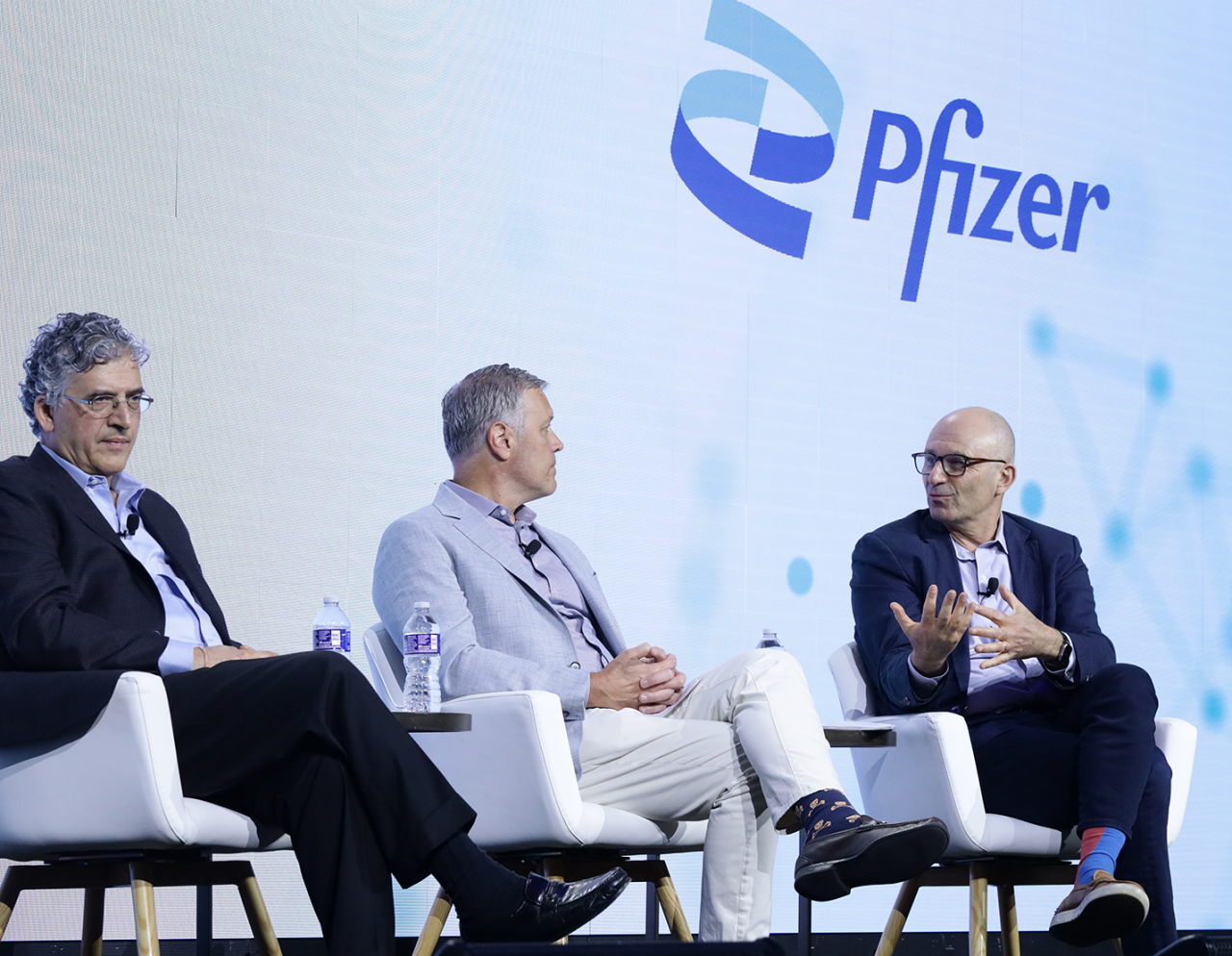 Pfizer Dolsten fireside chat on stage at 2023 World Medical Innovation Forum