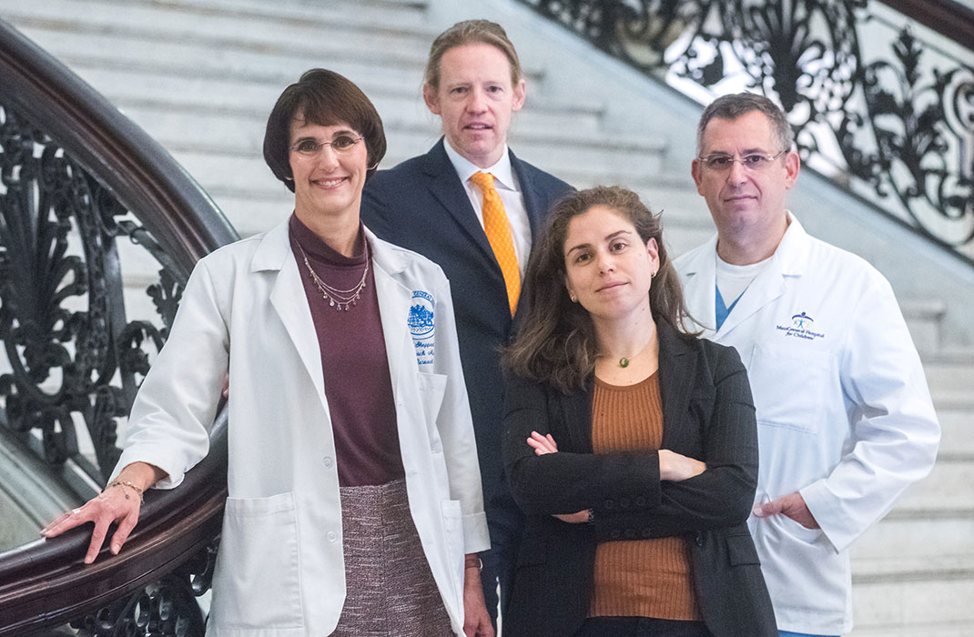 MGH Gun Violence Prevention Center. from left, Kim Sheppard, RN; Paul Currier, MD; Chana Sacks, MD, MPH; and Peter Masiakos, MS, MD, FACS, FAAP.