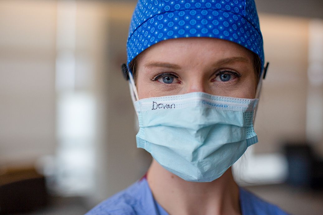 Health care provider with mask