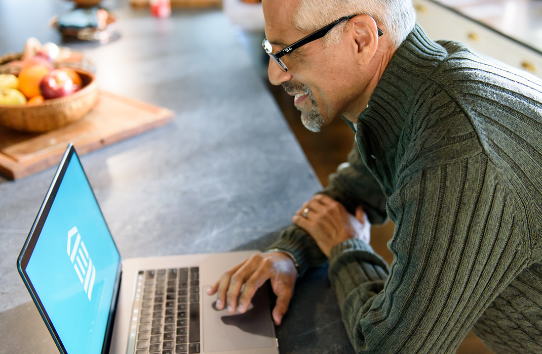 man using laptop