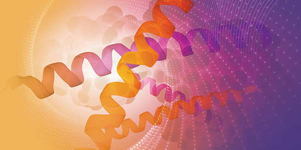 abstract graphic of molecules and ribbons