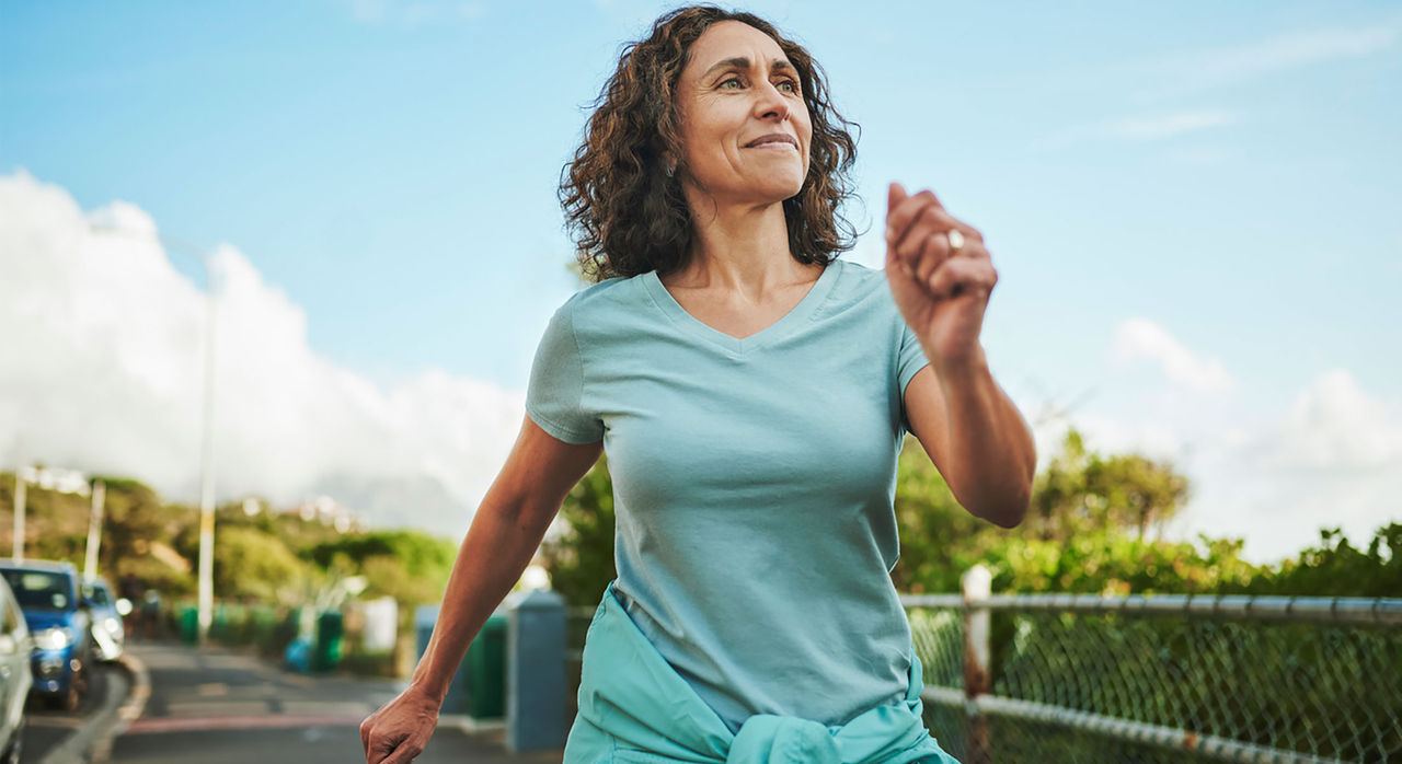 Woman walking for heart health