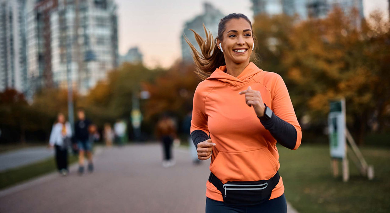 An active runner outdoors during fall