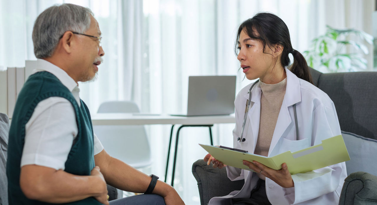 Bile duct cancer patient and doctor