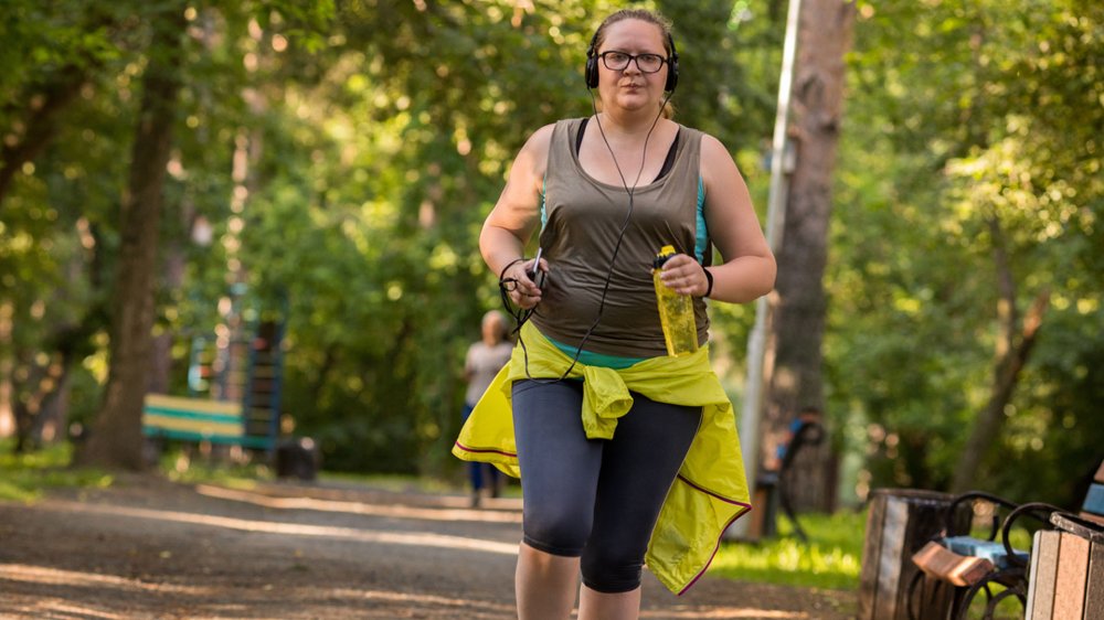 Woman running in park