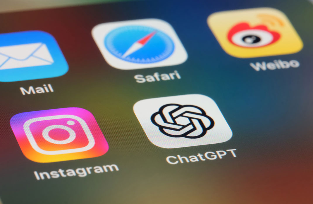 The ChatGPT app on a smartphone.