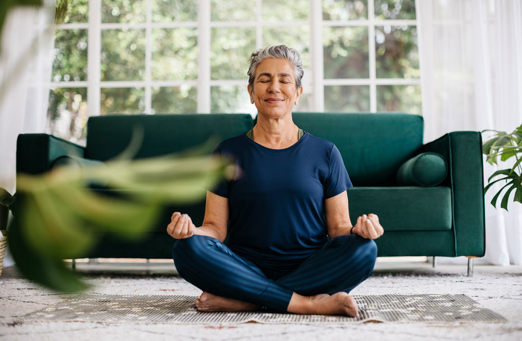 A woman meditating