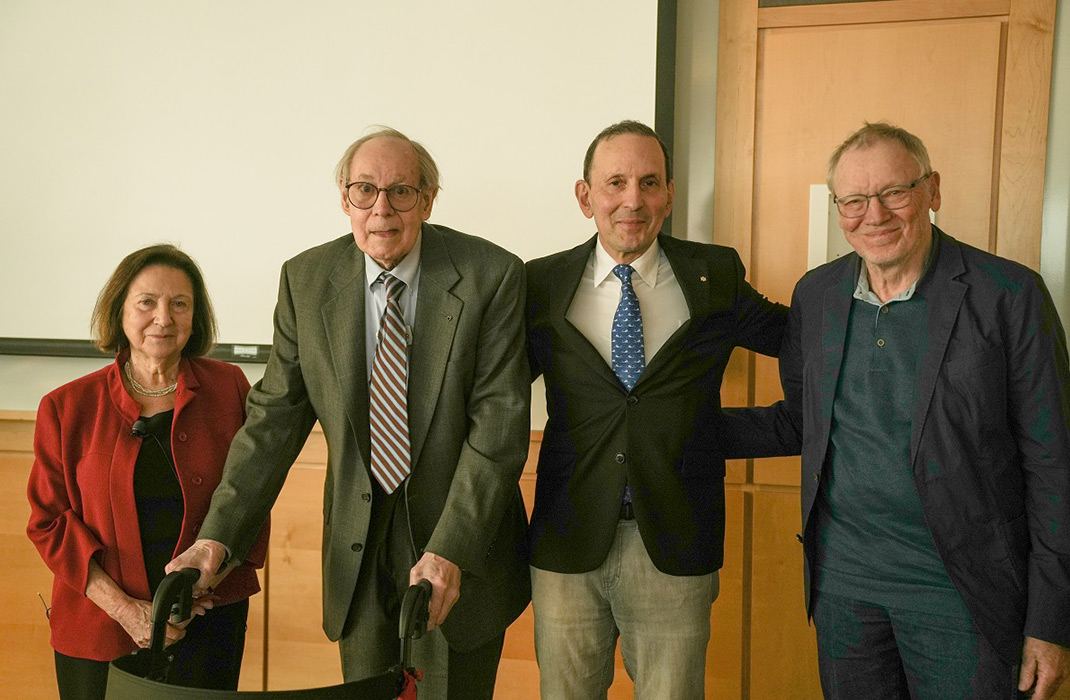 Pictured, from left, are 2025 Warren Triennial Prize winners Svetlana Mojsov, PhD, Joel Habener, MD, Daniel Drucker, MD, and Jens Holst, MD, DMSc
