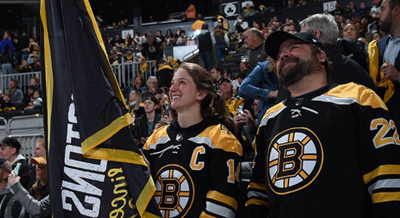 John Lockerbie, RN Salem Hospital, as Boston Bruins banner captain for game 2 in 2022 playoffs