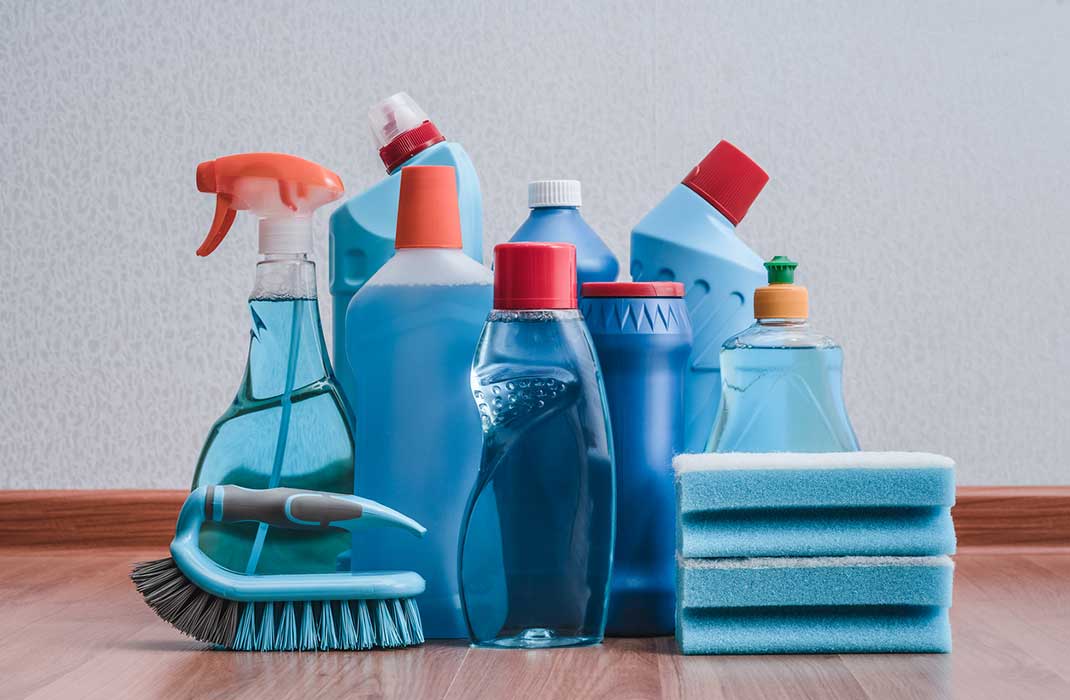 A collection of cleaning products.