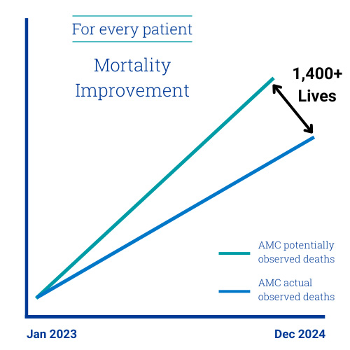 Mortality improvement line graph from January 2023 to December 2024