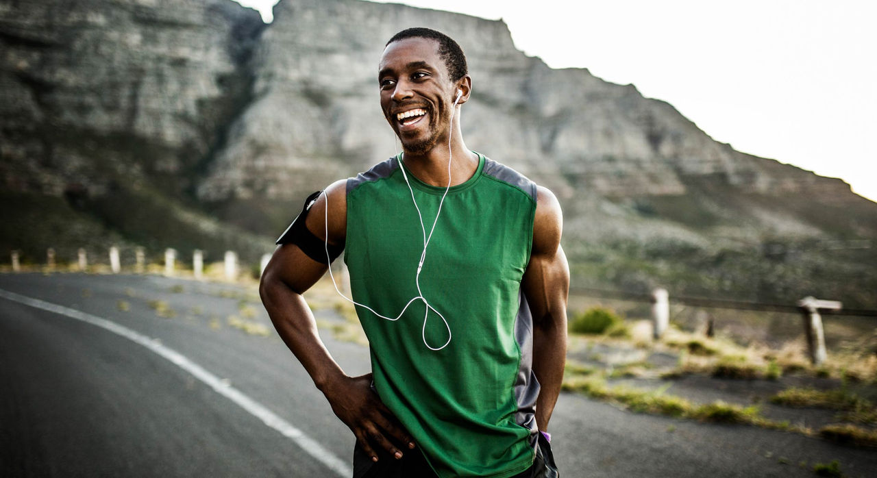 Man smiles after workout