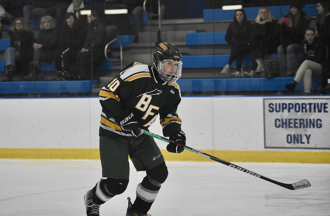 A hockey player in action
