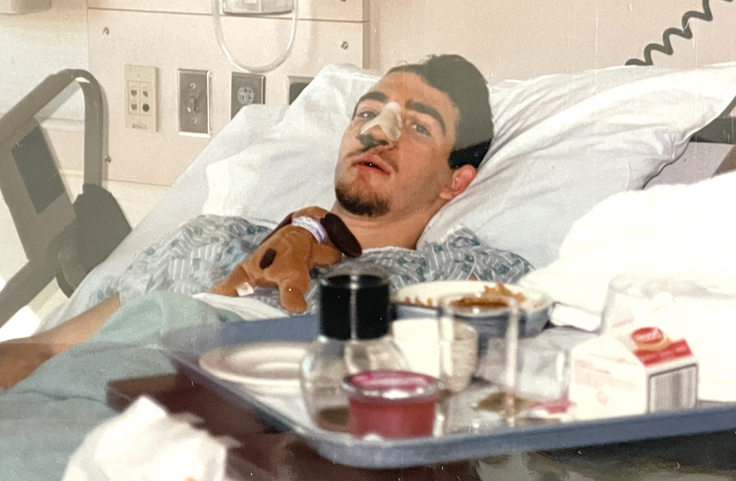 Chris Kobos recovering in the hospital after surgery 