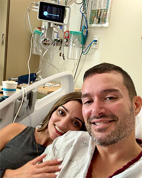 Hospitalized man with his fiancée