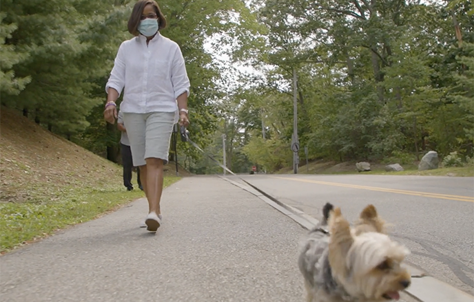 Denise Snow Williams walks her dog