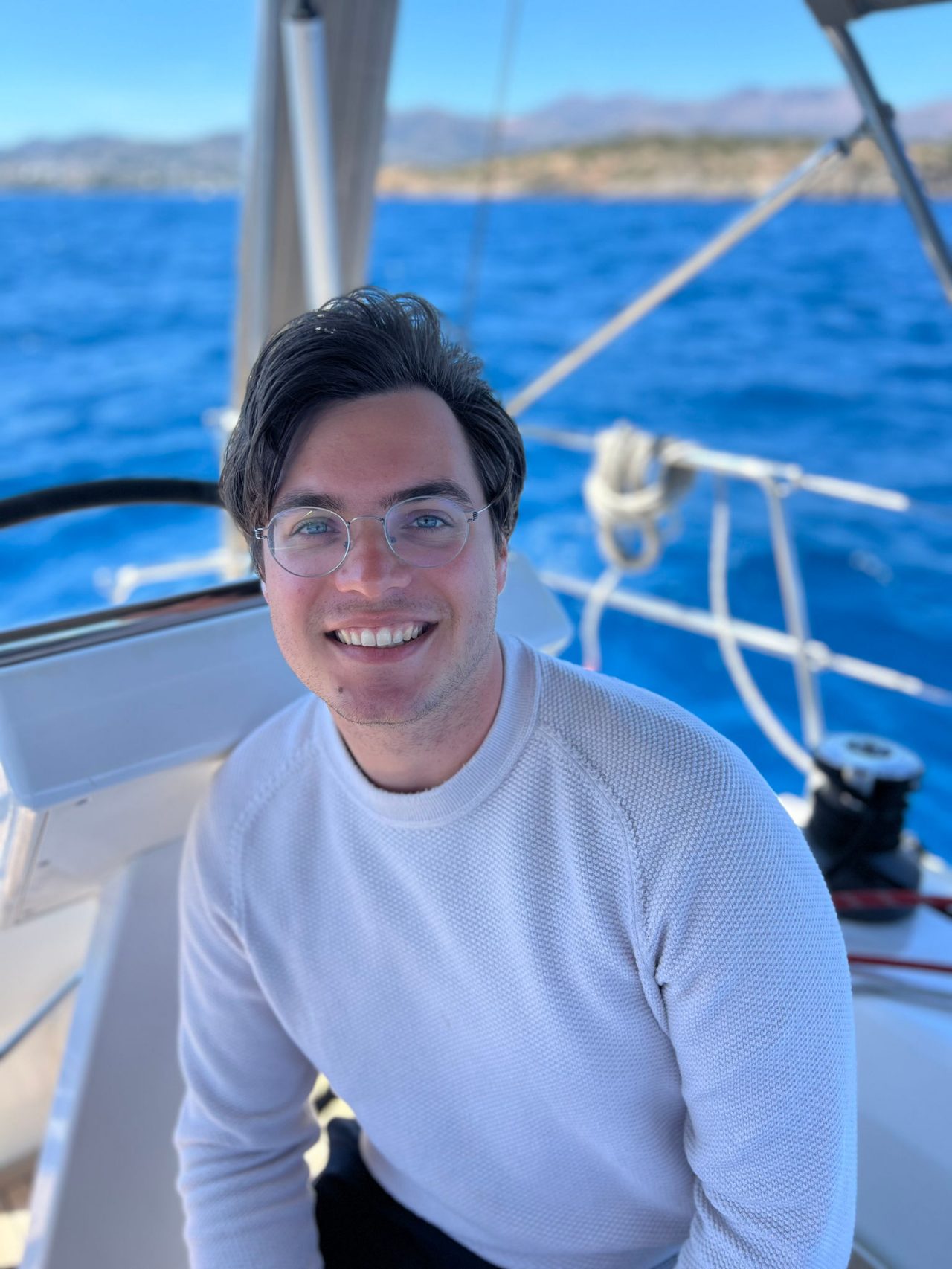 Michael Montague on a boat