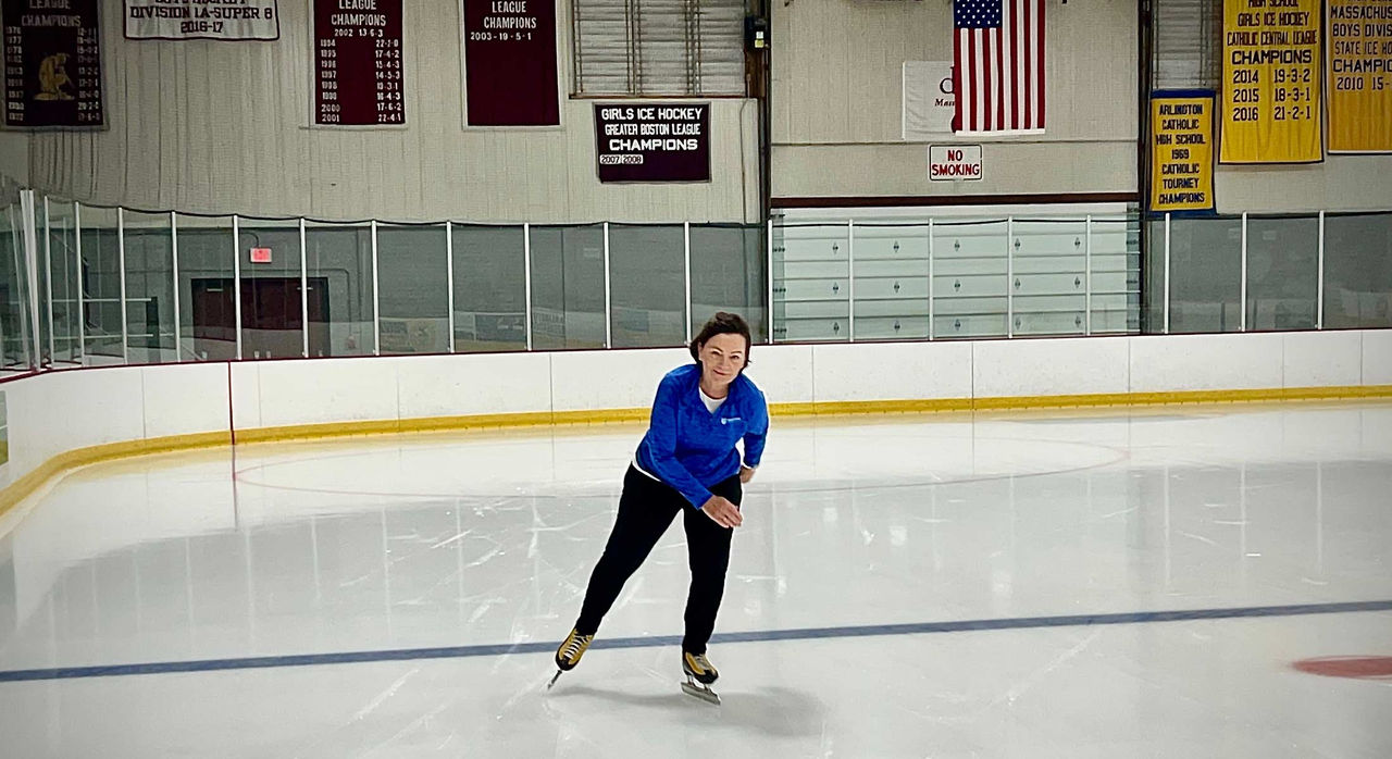 A woman ice skating