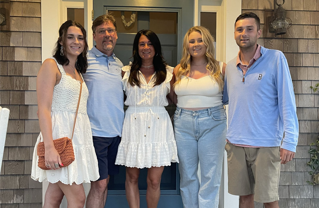 Jennifer at home with her family