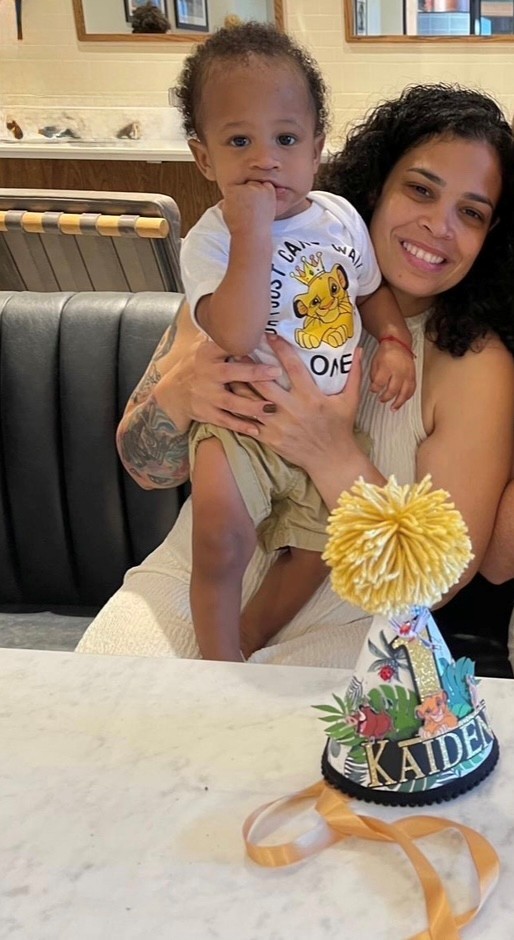 Tatiana with her son, Kaiden, on his first birthday