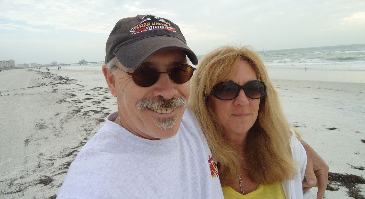 William Bernard and his wife, Linda, on the beach.
