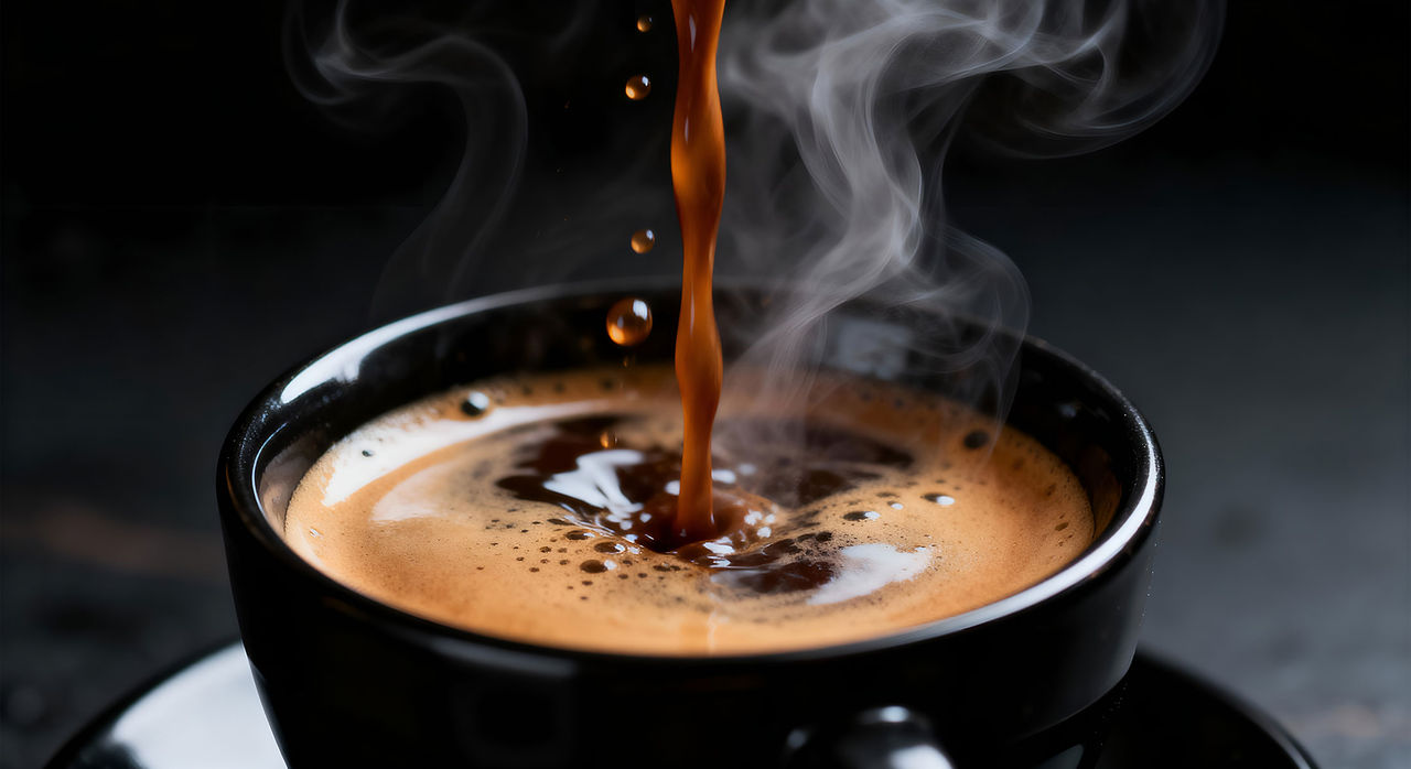 Coffee pouring into a mug