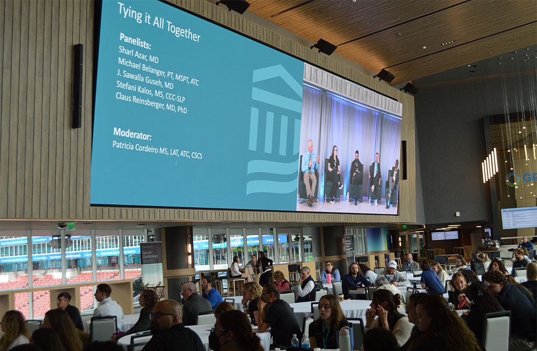 Attendees watch a presentation at the 2025 Athletic Training Conference.