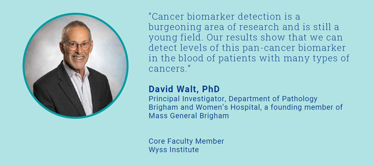 Quote: Cancer biomarker detection is a burgeoning area of research and is still a young field. Our results show that we can detect levels of this pan-cancer biomarker in the blood of patients with many types of cancers. David Walt, PhD, Principal Investigator, Department of Pathology, Brigham and Women's Hospital