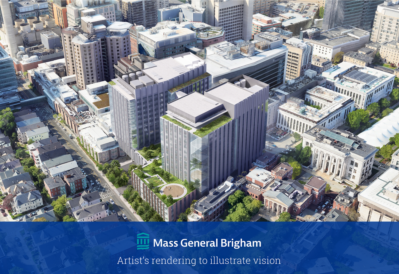 artist rendering to illustrate vision of new Brigham Longwood inpatient building