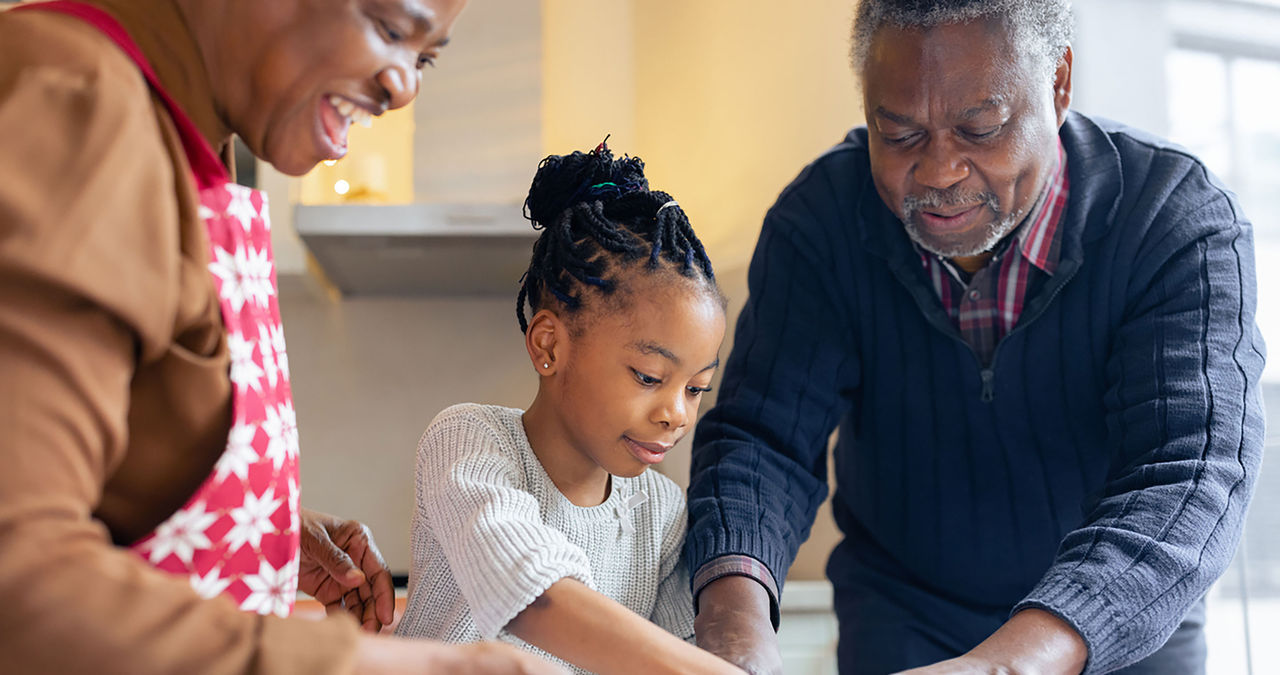 Family baking together in the kitchen