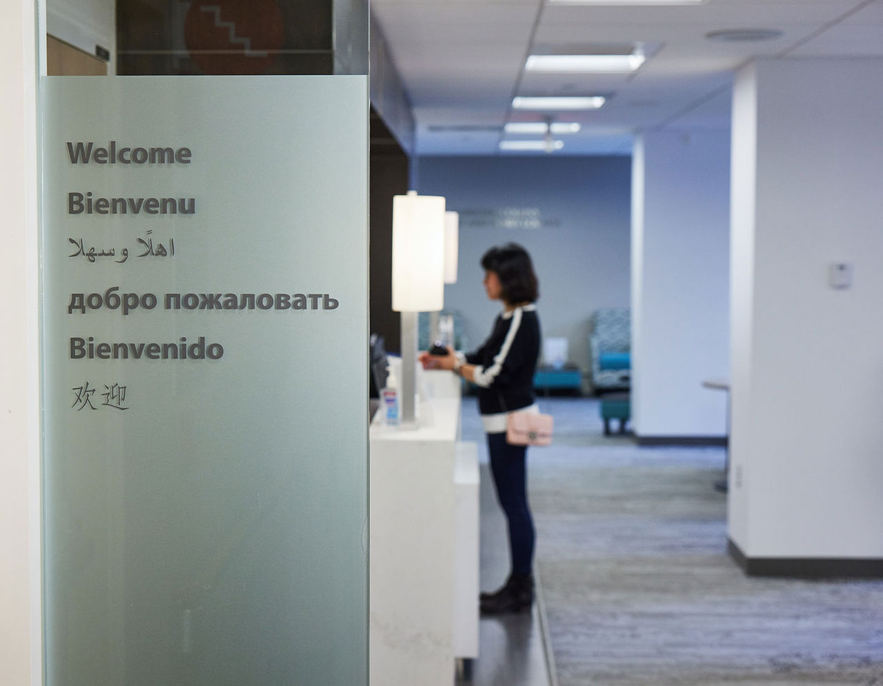 Women waiting at welcome desk