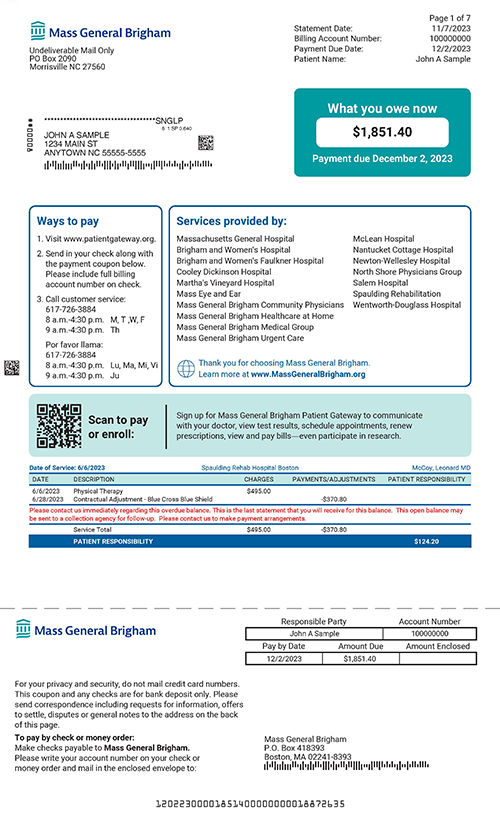 New patient billing statement design
