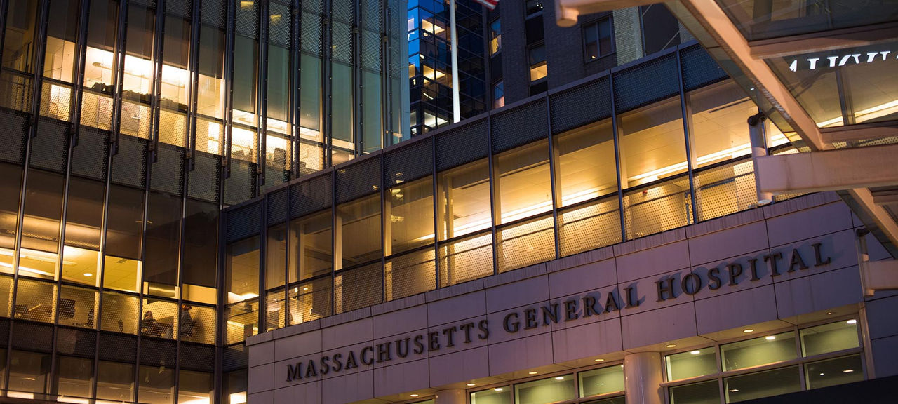 Mass General Brigham sign at night