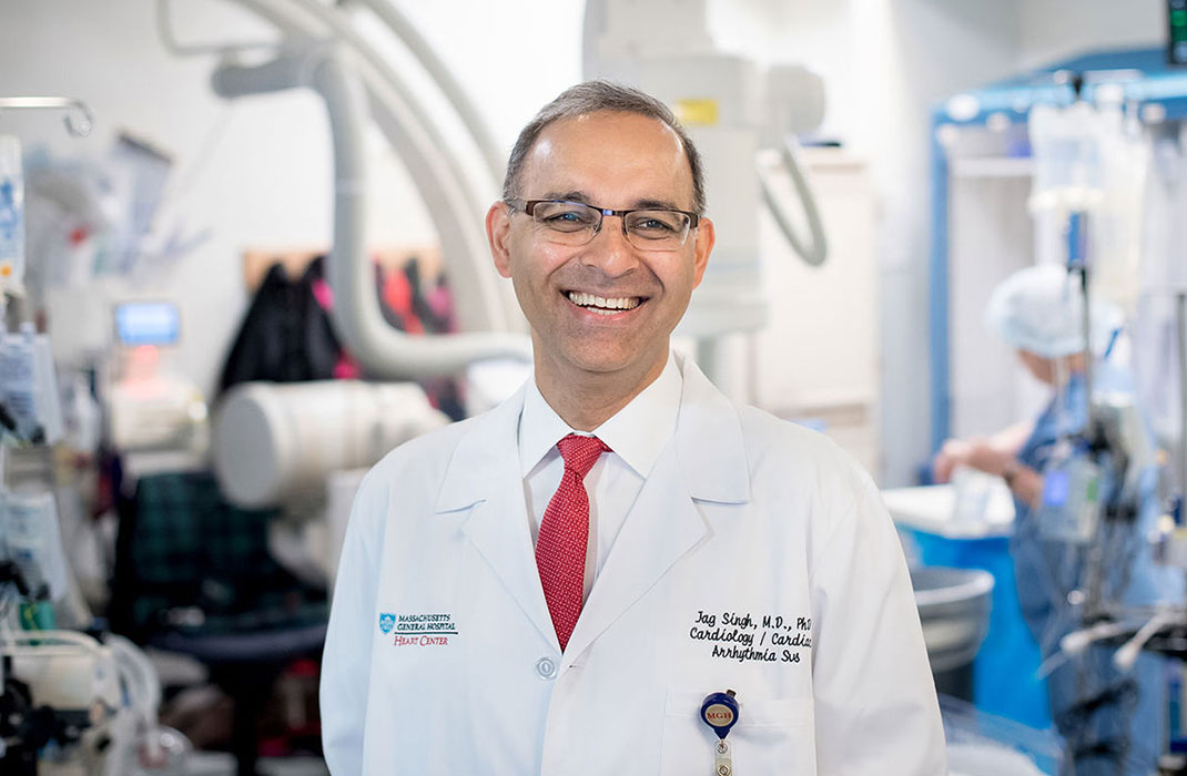 Dr. Jag Singh standing in cardiac cath lab