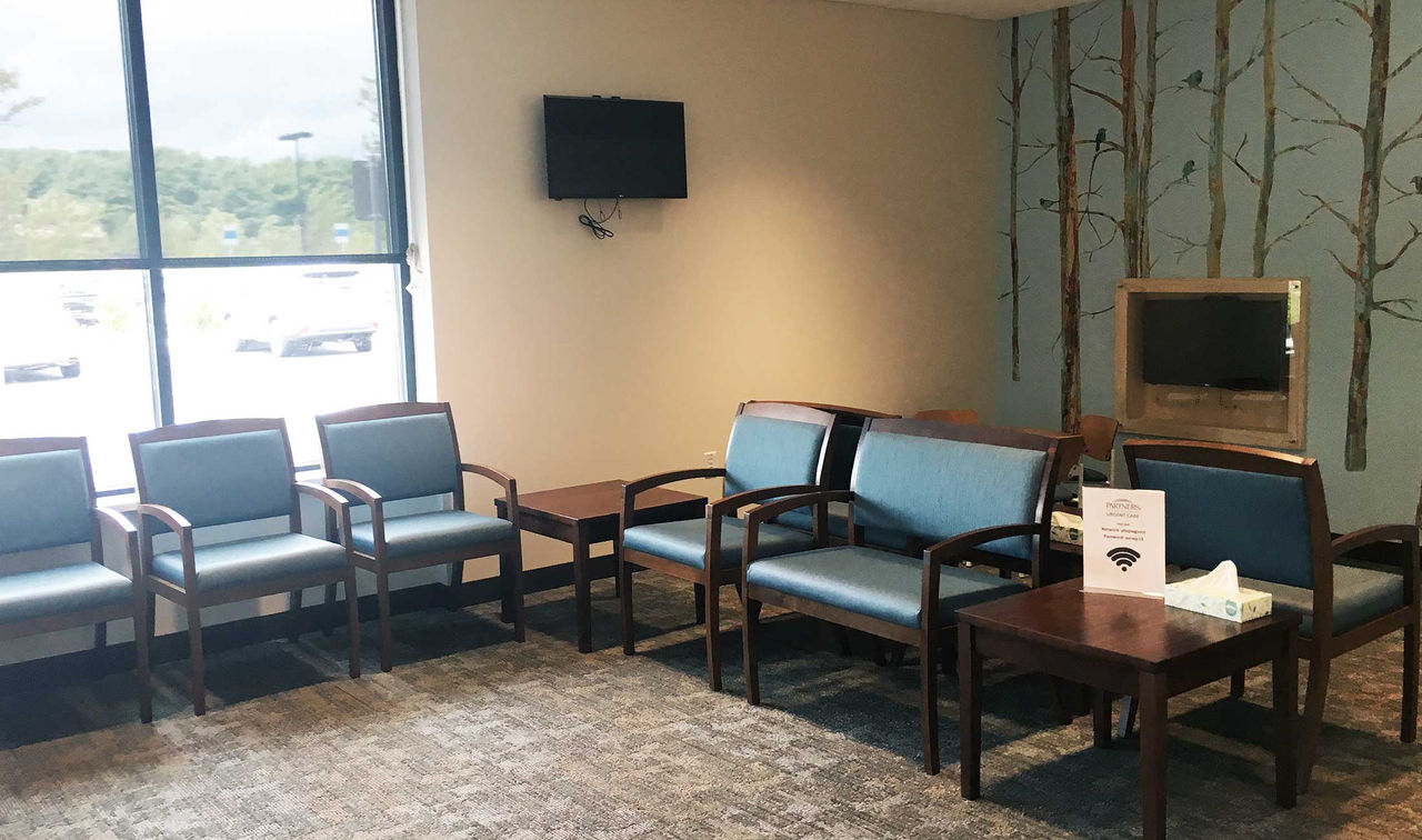 The waiting room of Westwood Urgent Care