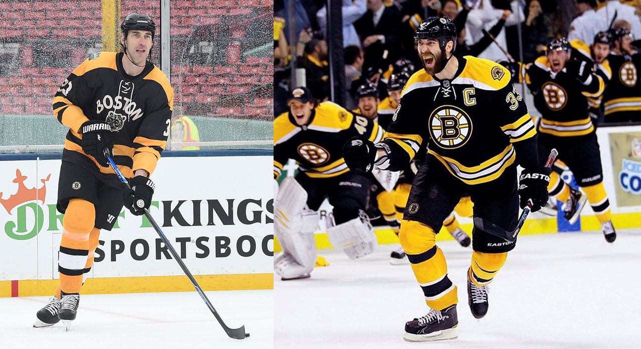 Zdeno Chara skating on hockey rink
