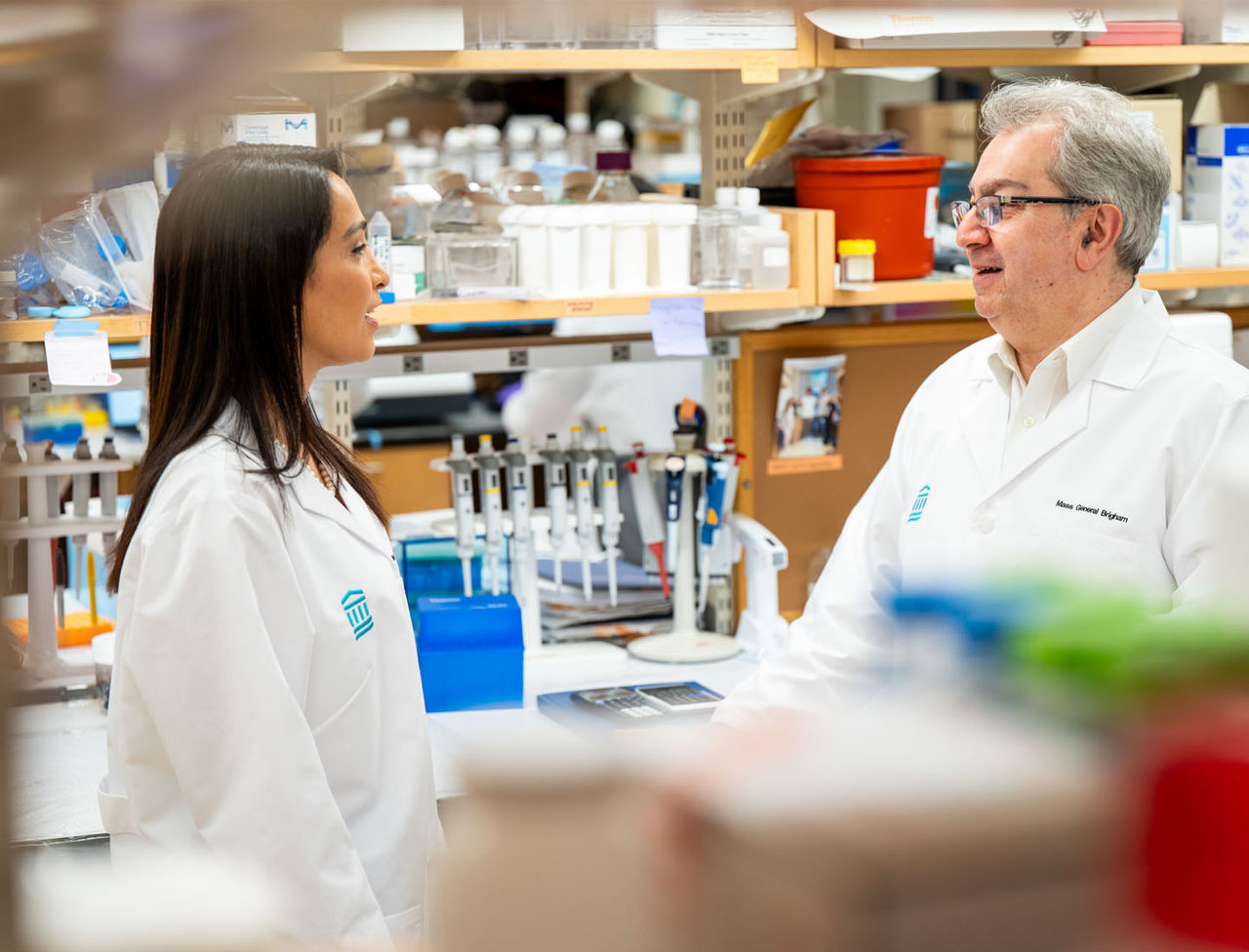 Natalie Artzi, PhD and Roger J. Hajjar, MD in lab