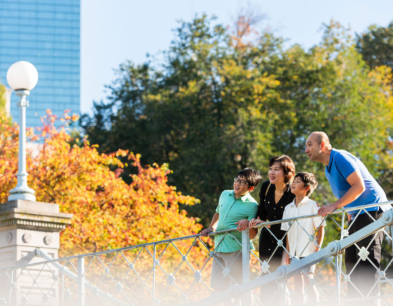 A Chinese family in the Boston Public Gardens.